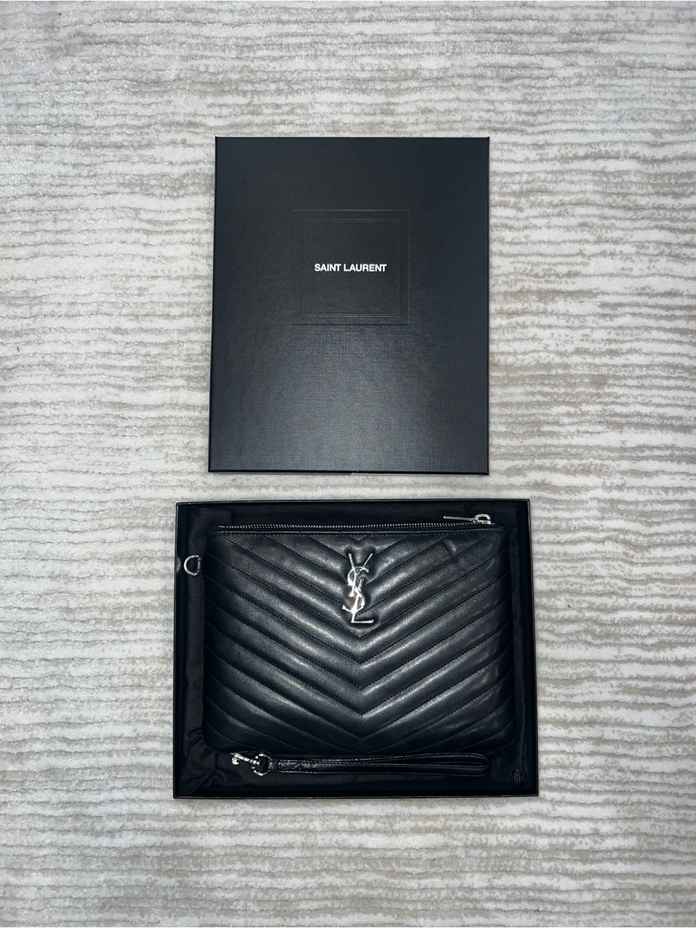Saint Laurent Quilted Monogram Pouch